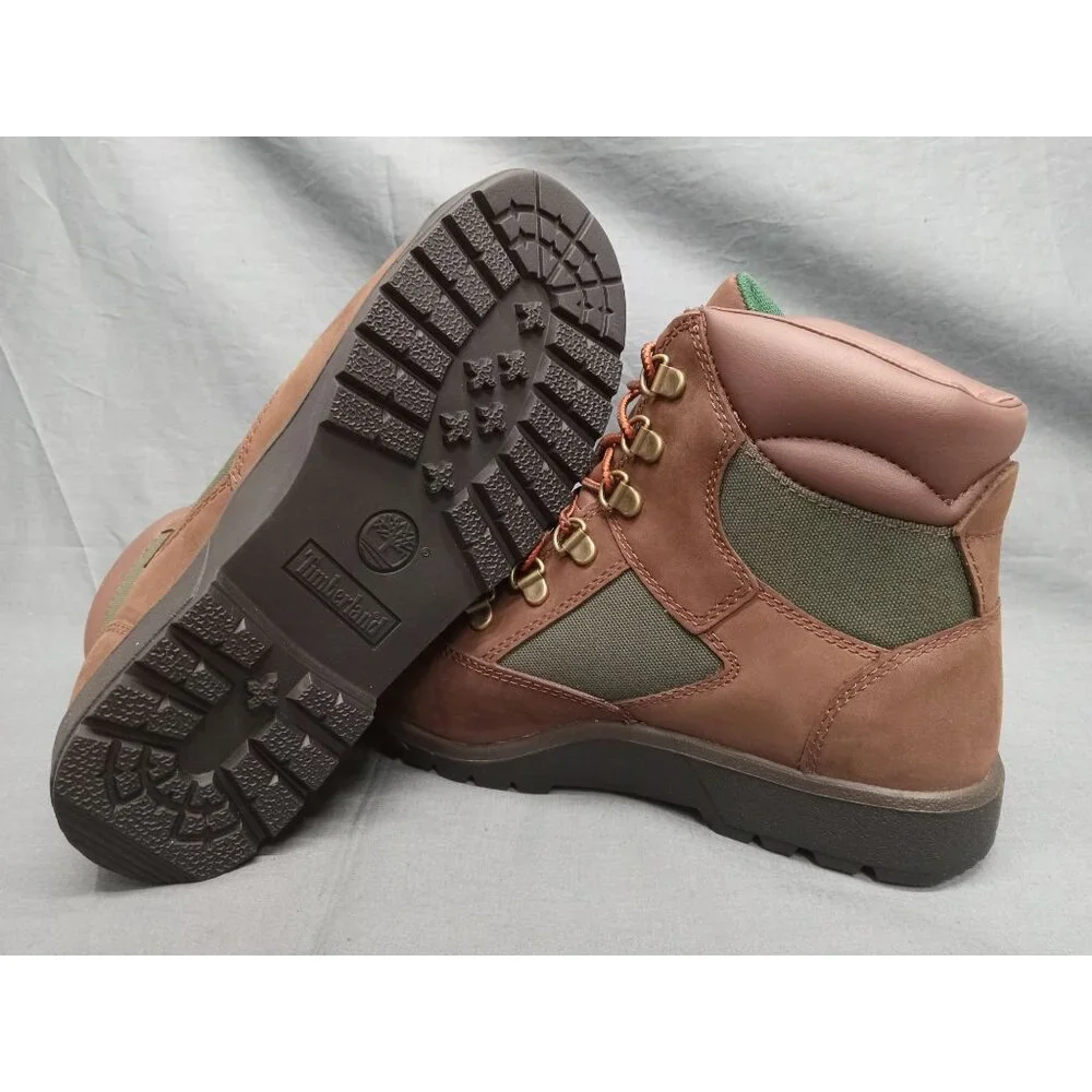 Timberland Boys Field Boot 6 Inch Waterproof Brown Green Size 7 NEW NO BOX! - Picture 2 of 11